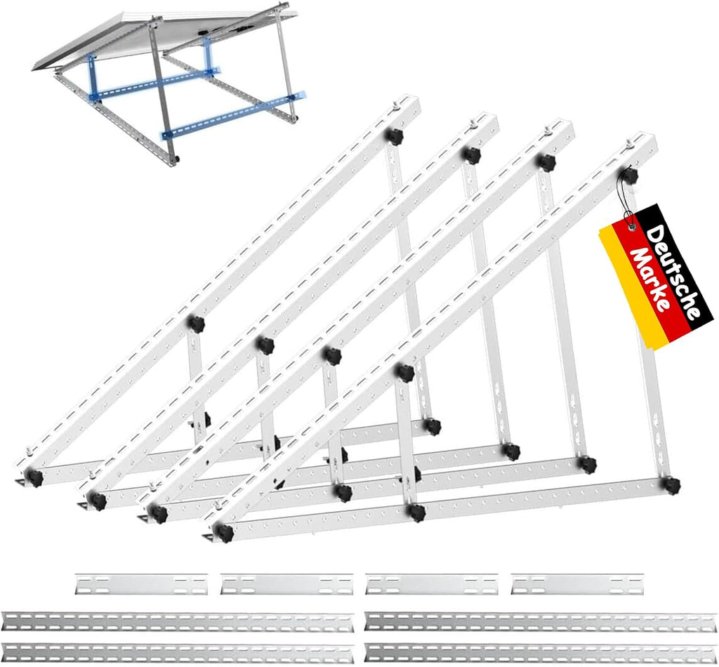 Verstärkte Solarpanel-Halterung Aluminium Verstärkte Balkon-Kraftwerkshalterung 118CM Montagewinkel 0-90° Solarpanel-Montagesatz für 100W-800W Geeignet für Flachdächer Wände Wohnwagen Boote 2 set
