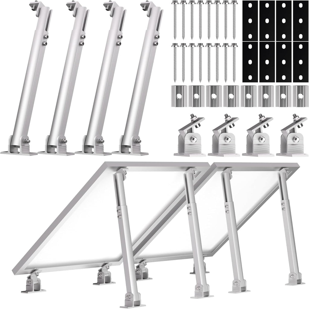 Balkonkraftwerk Solarmodul 2 Paneele SET 15°-30° solarpanel halterung Flachdach Verstelbar Photovoltaik Universal Wand Flachdachmontage for 100W-600W, PV Module Einfache Befestigung